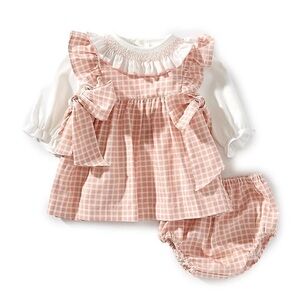 Edgehill Collection 18M Gingham Ruffle 3-piece Baby Dress with Bloomer & Blouse